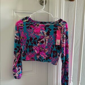 Lilly Pulitzer Teal and Purple Floral Top
